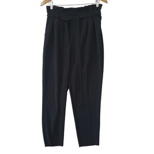 Rachel Rachel Roy Black Paperbag Waist Tapered Tie Belt Dress Pants Sz 6 Office